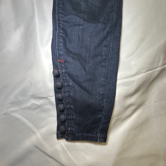 White House Black Market Skinny Ankle Jeans Faded Thigh Distressed Dark Wash 2P - Picture 8 of 12